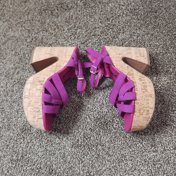 Free People Lisbon Cork Platform Shoes In Verbena Suede Size 37.5 / 7.5 - Picture 5 of 9
